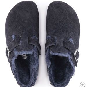 Boston Shearling Leather Suede slip on clog